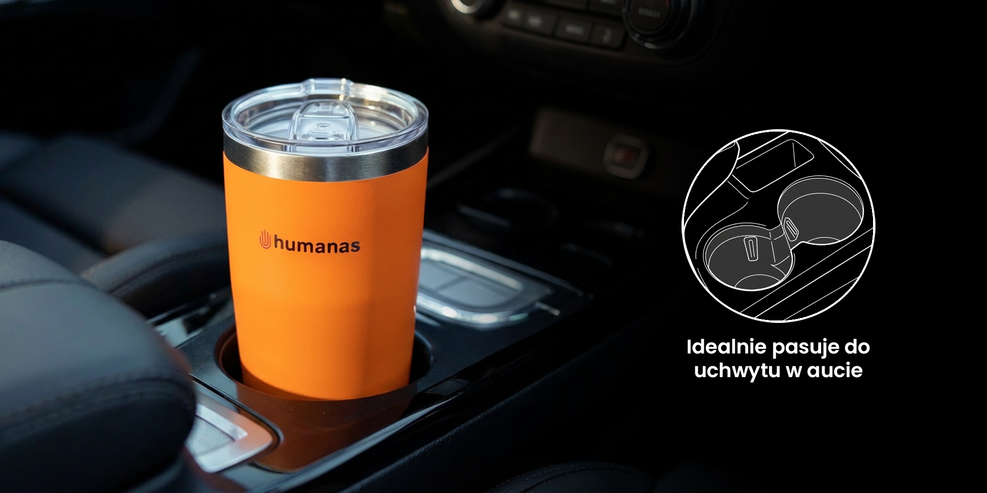 Kubek termiczny Humanas Fluo 600 ml - pomarańczowy